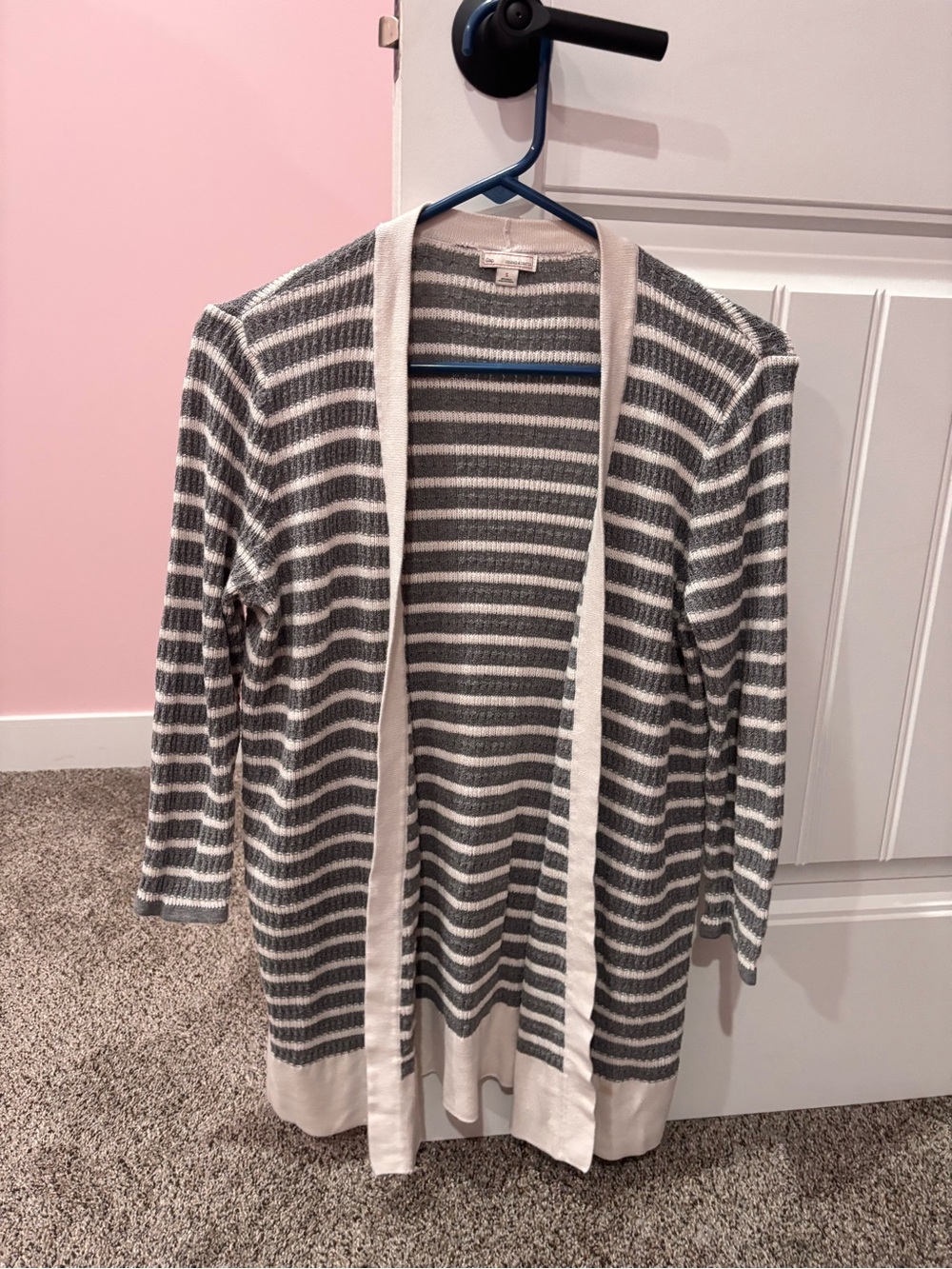 GAP Striped Open-Front Cardigan - Gray & White